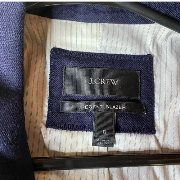 J. Crew Regent Blazer Women's Navy Wool Blend Size 6 Single Button Blazer - Picture 3 of 6